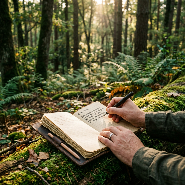 Journaling en el bosque